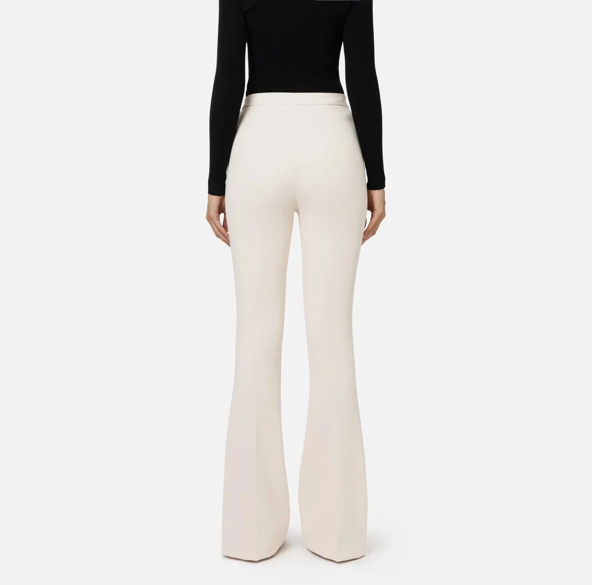 Palazzo trousers in stretch crêpe fabric with horsebit