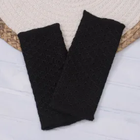 Patterned 100% Baby Alpaca Fingerless Mitts in Black - Passionate Pattern in Black | NOVICA