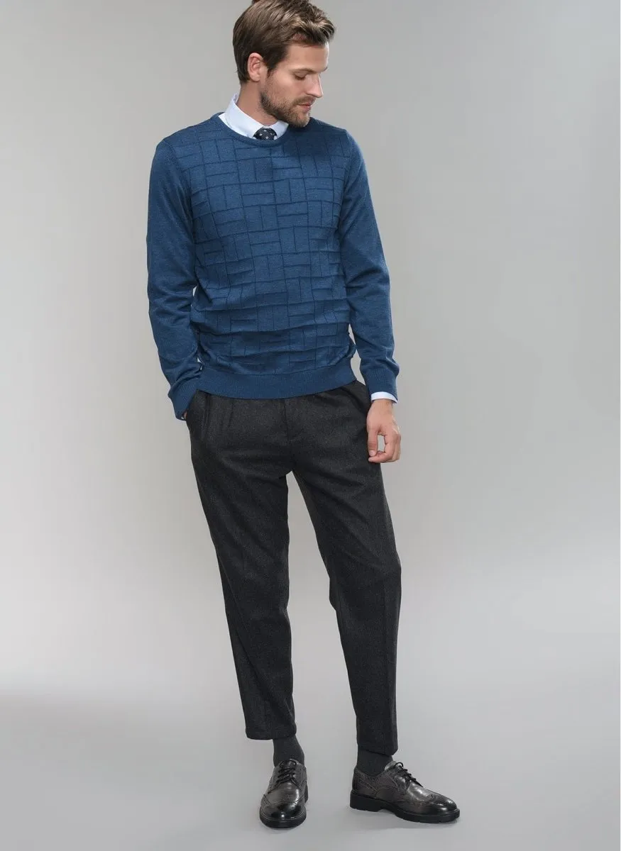 Patterned-Front Sweater