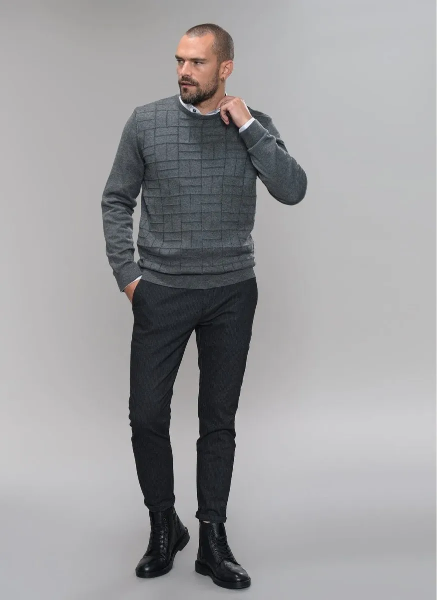 Patterned-Front Sweater