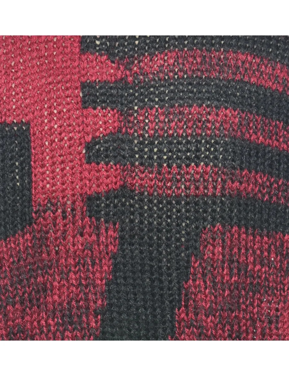 Patterned Maroon Jumper - M