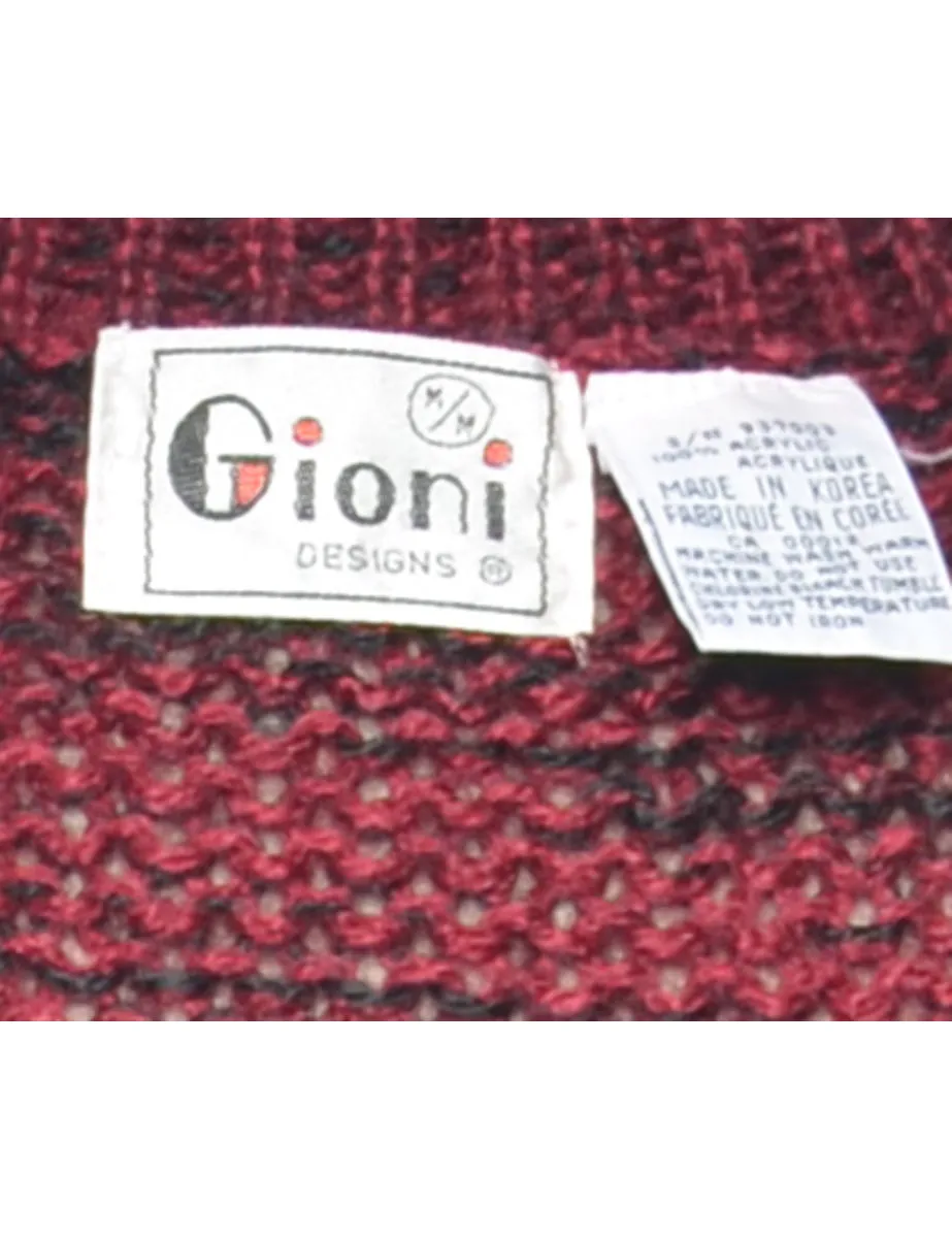 Patterned Maroon Jumper - M