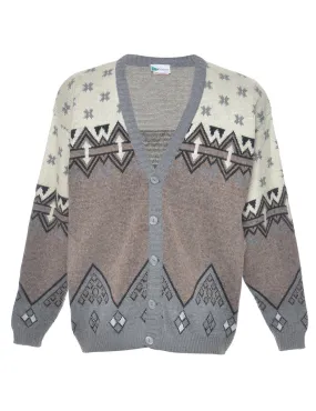 Patterned Off White Cardigan - M