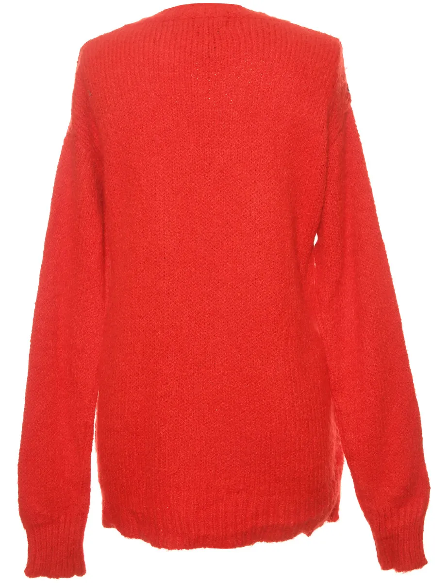 Patterned Red Jumper - M