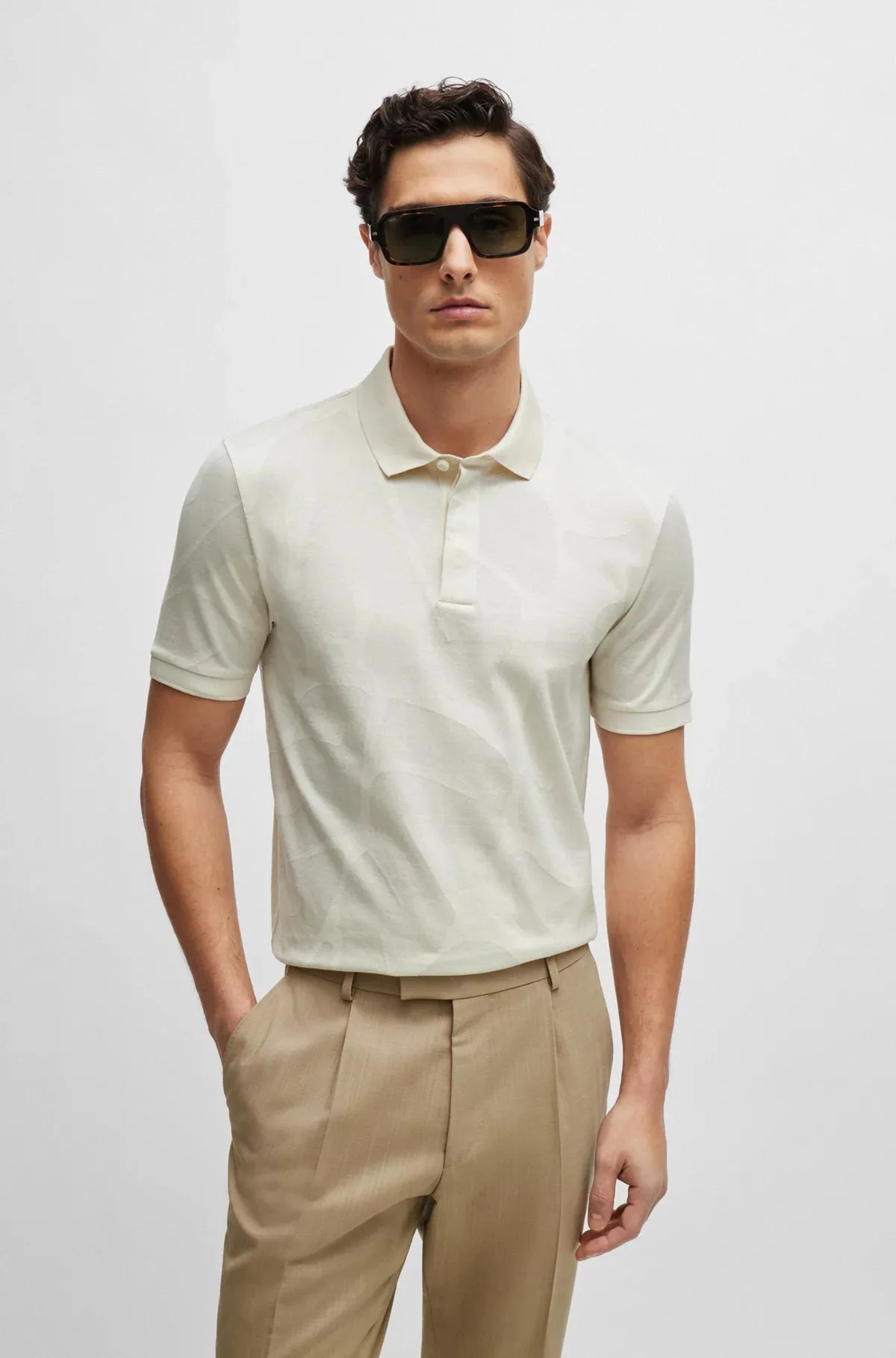Penrose 108 Slim-Fit Polo Shirt in Monstera-Leaf Cotton 50513321