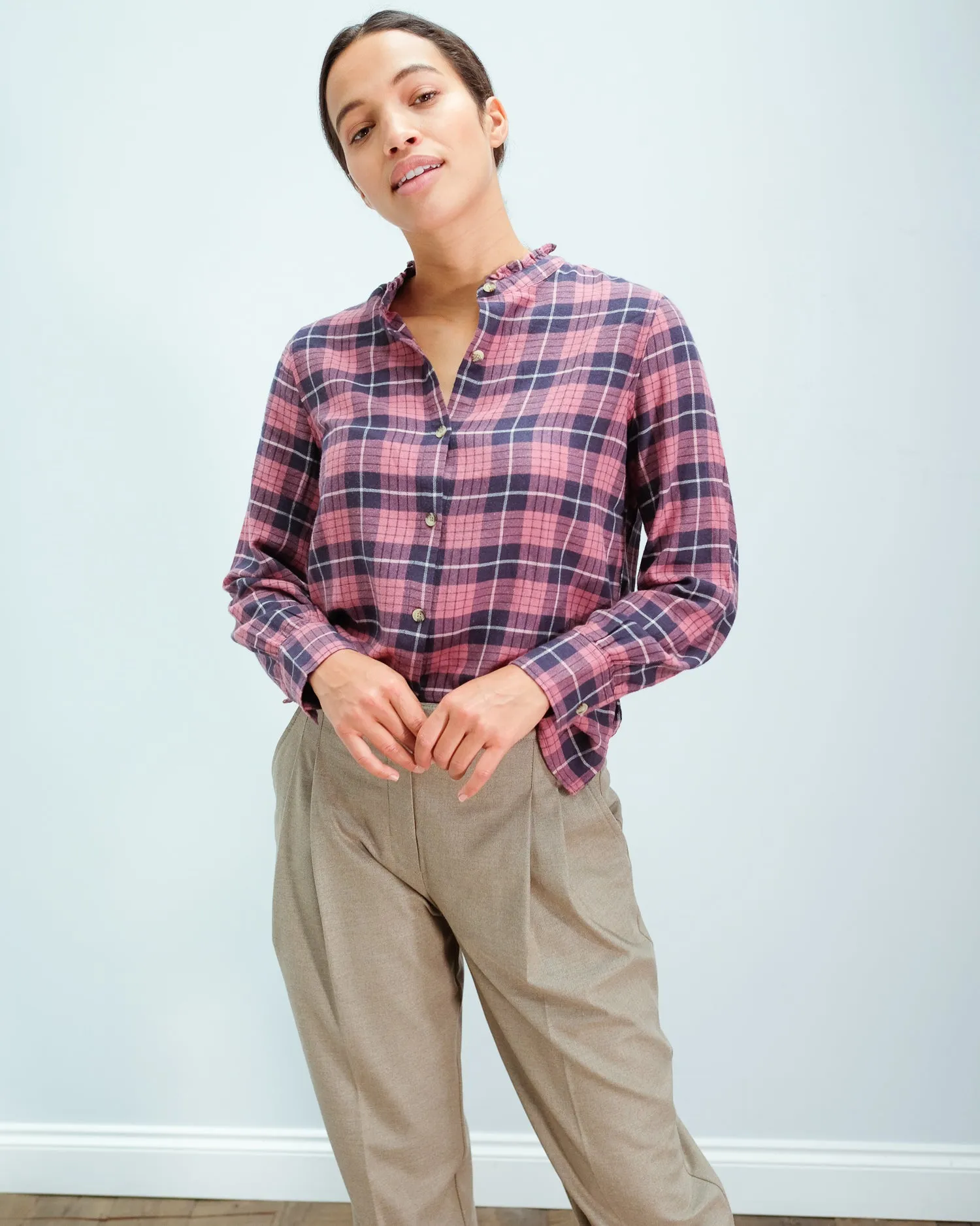 RAILS Andie checked shirt in rose indigo