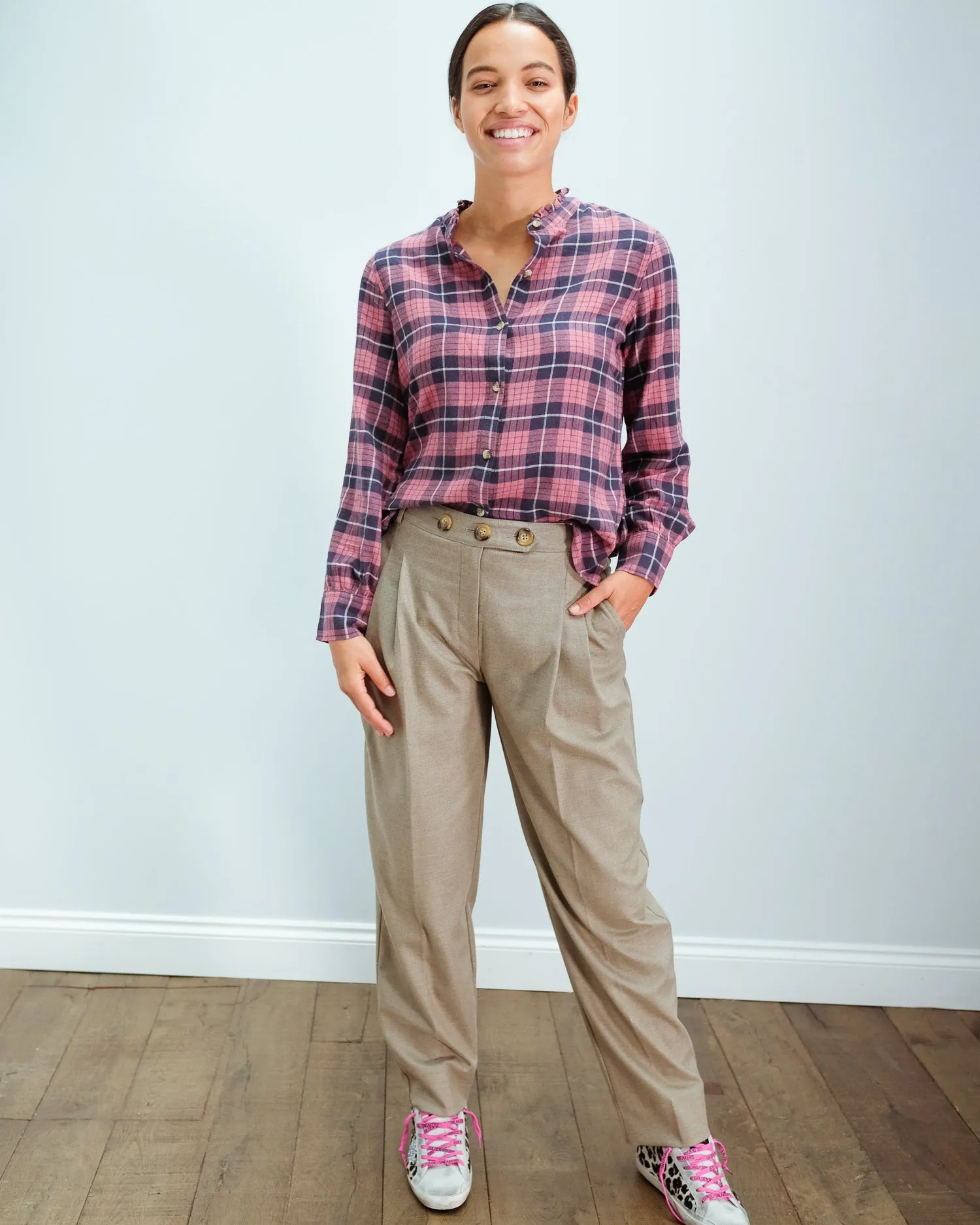 RAILS Andie checked shirt in rose indigo