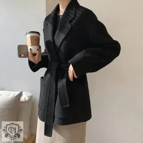 Reversible Cashmere Coat with Belt and Pockets