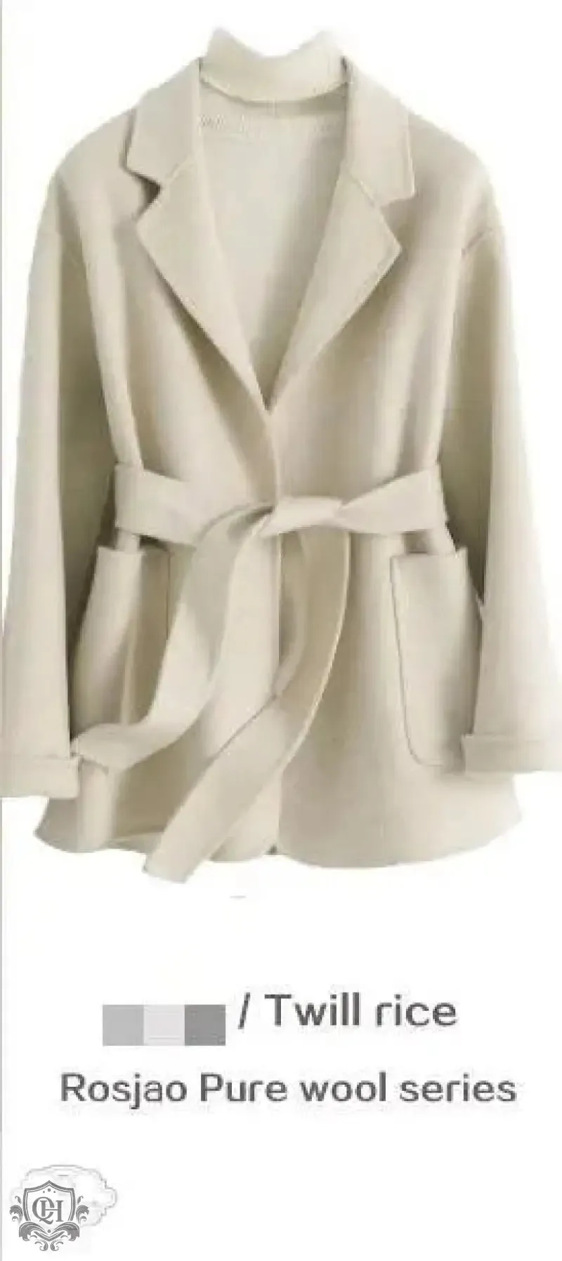 Reversible Cashmere Coat with Belt and Pockets