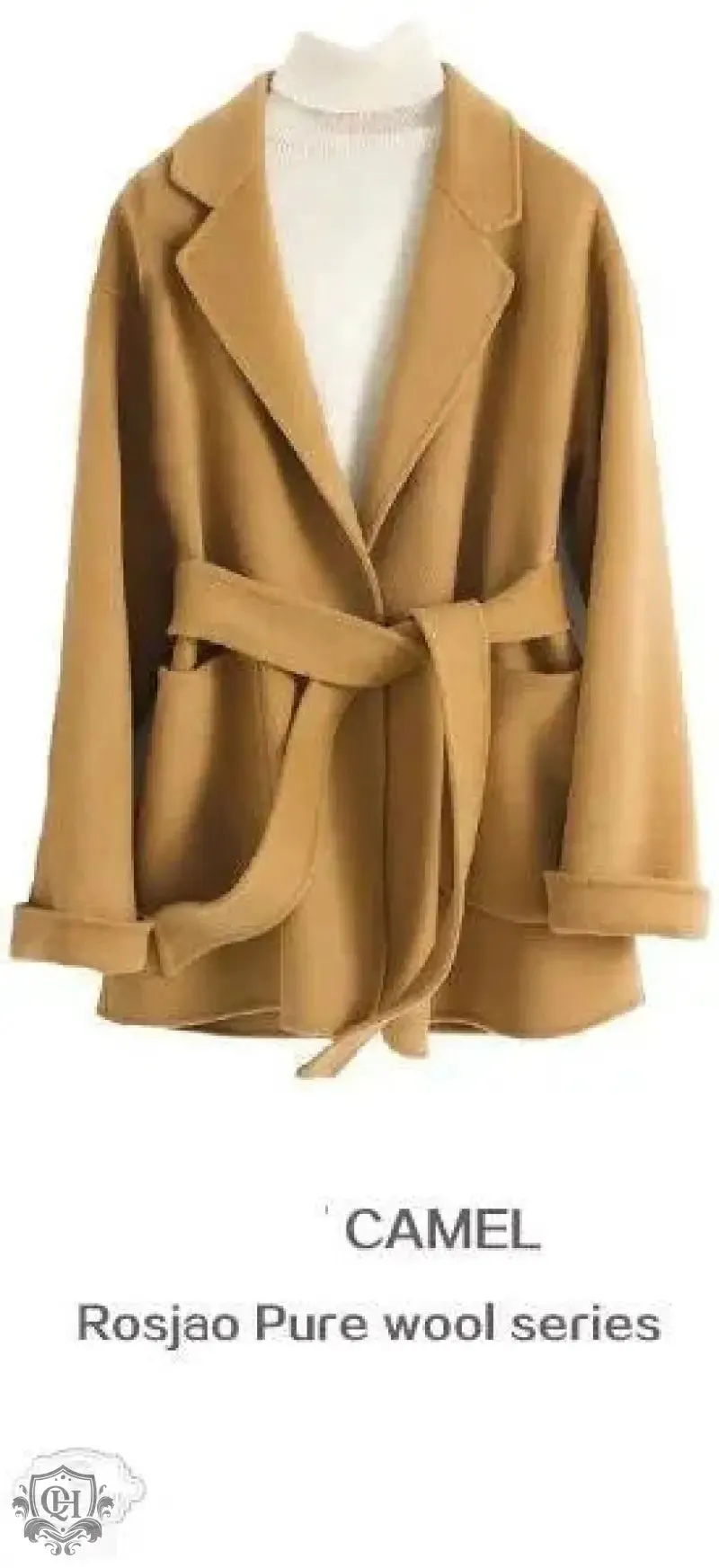 Reversible Cashmere Coat with Belt and Pockets