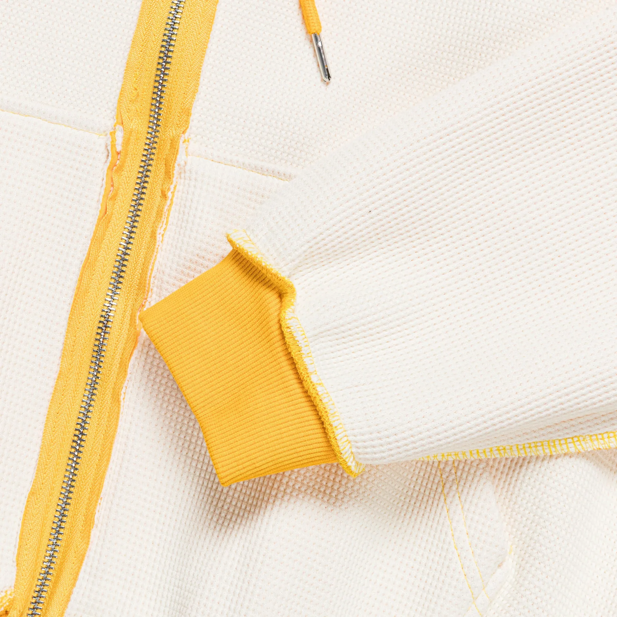 Reversible Zip-Up Hood - Yellow/Cream Waffle