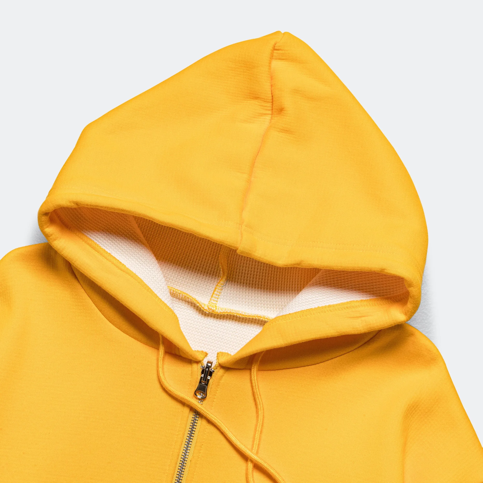 Reversible Zip-Up Hood - Yellow/Cream Waffle