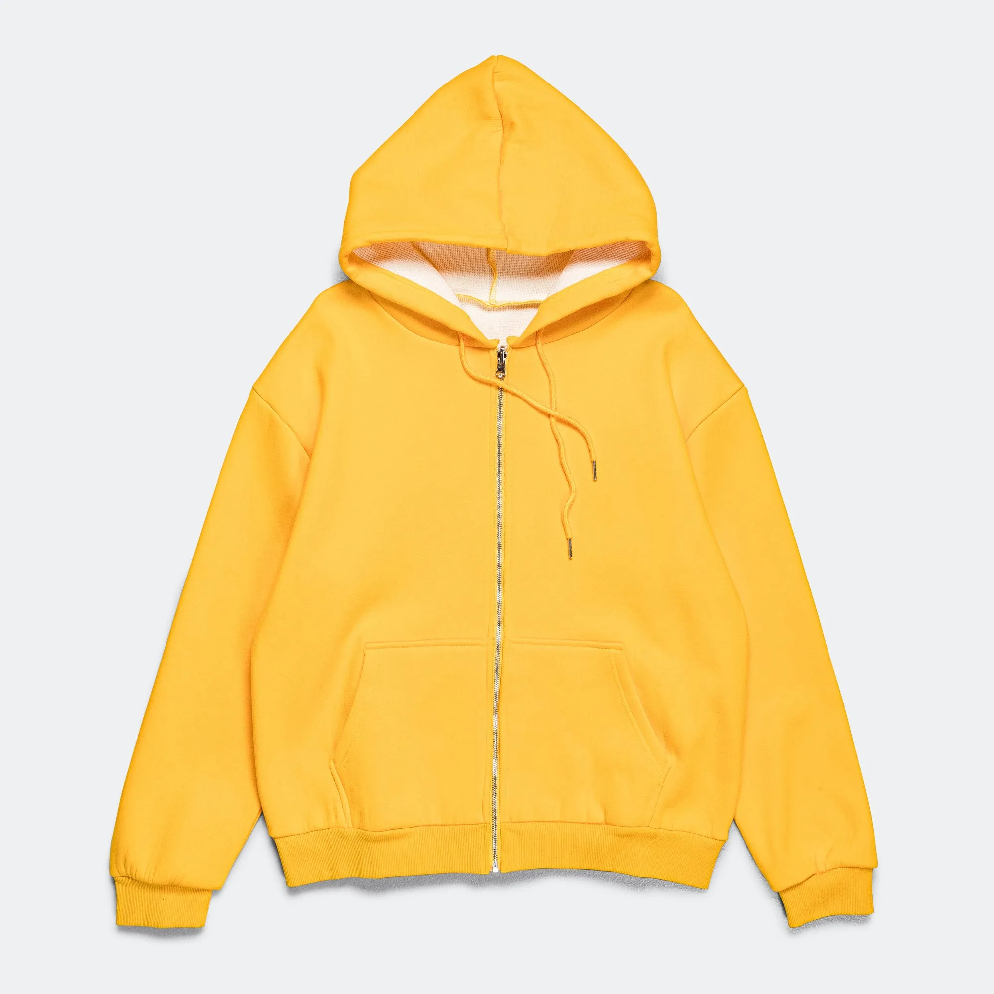 Reversible Zip-Up Hood - Yellow/Cream Waffle