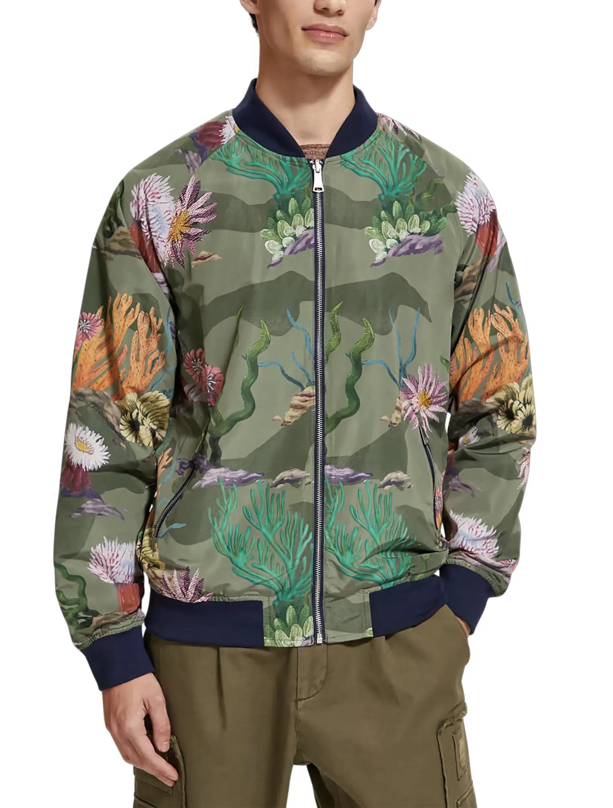 Scotch and Soda Printed Reversible Bomber - Navy Blue