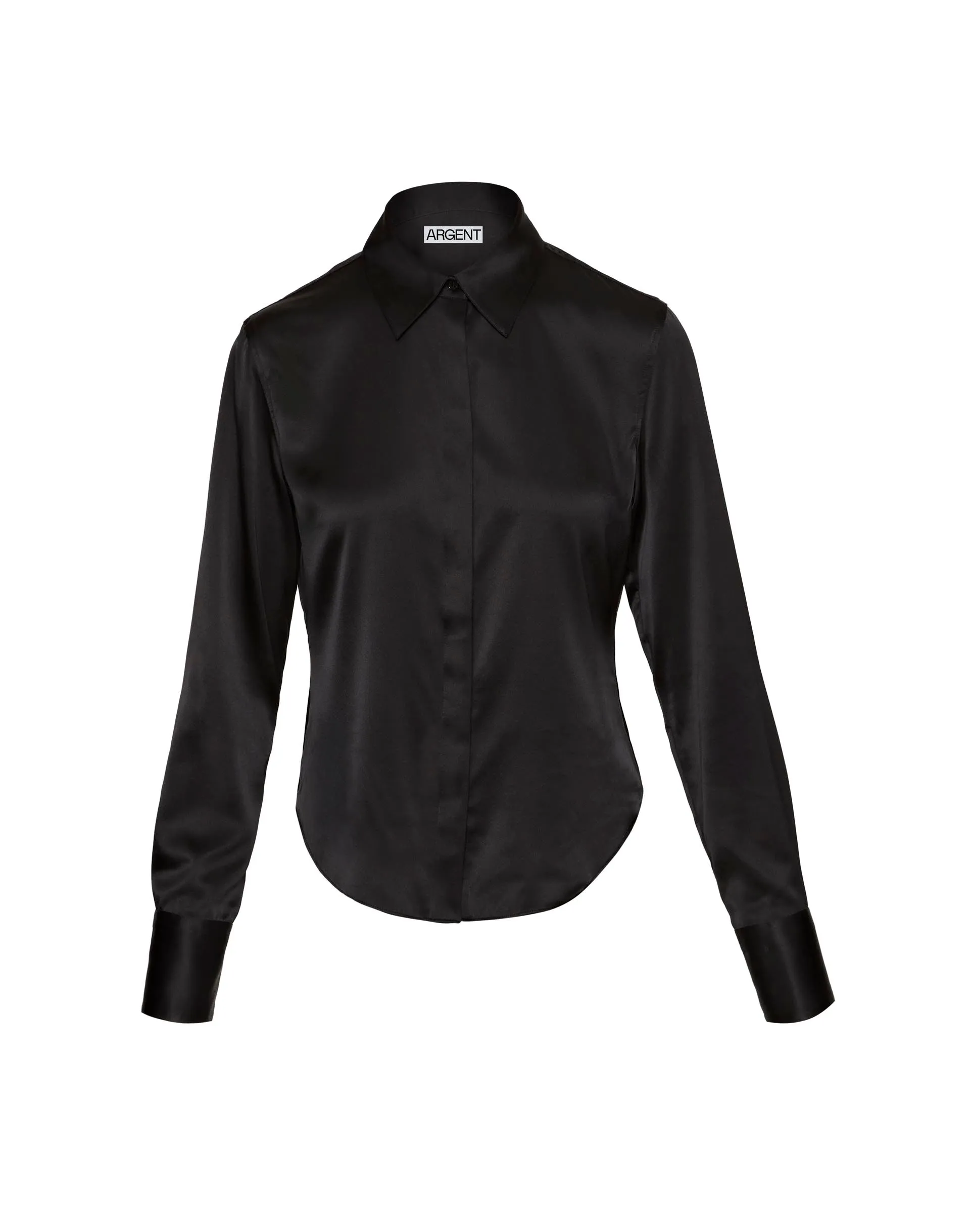 Stretch Blouse in Stretch Silk Satin | Black