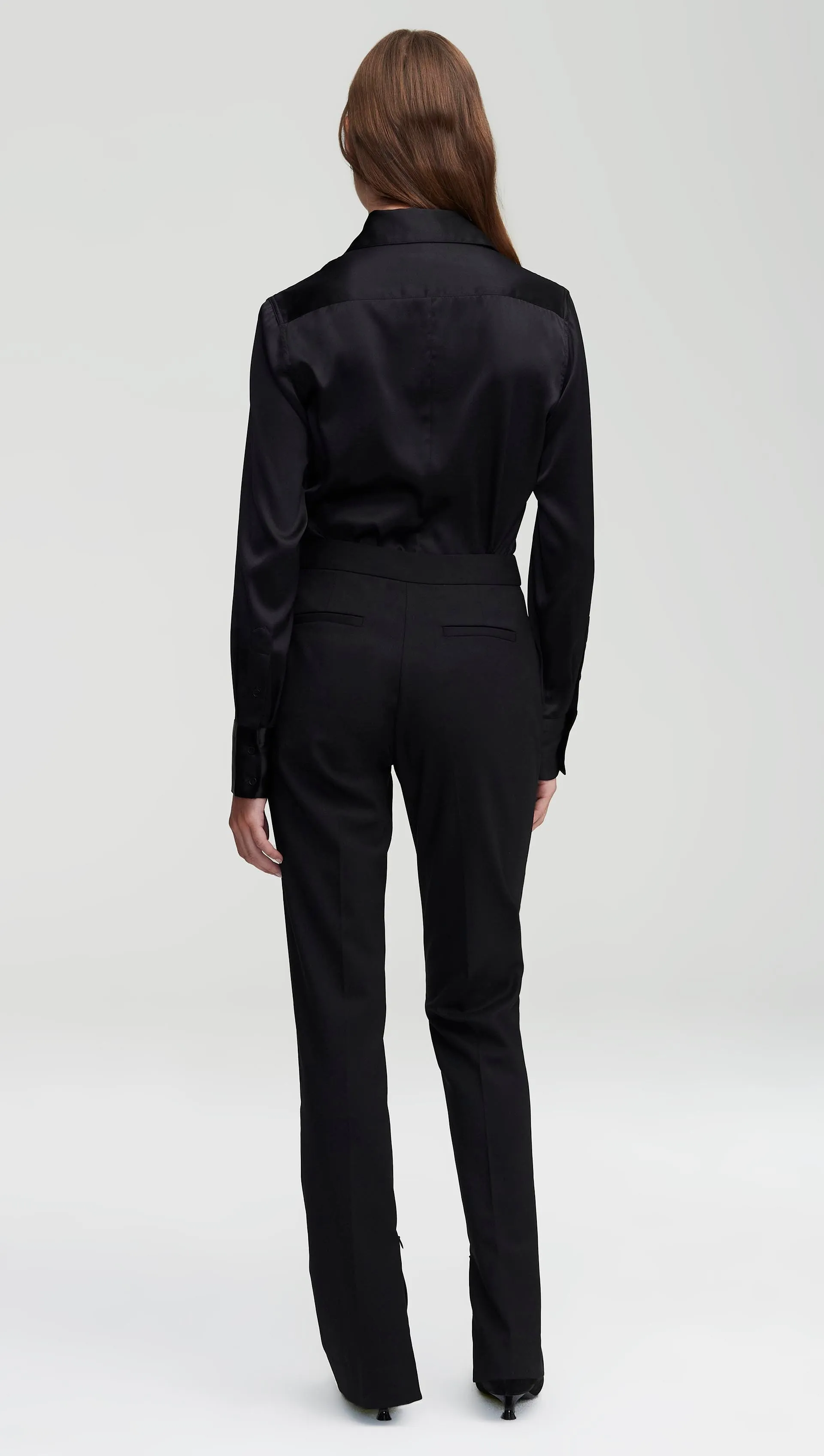 Stretch Blouse in Stretch Silk Satin | Black
