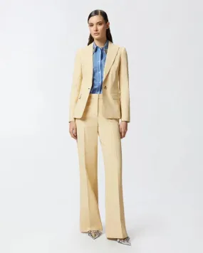 Stretch Linen Pleated Trousers - Beige