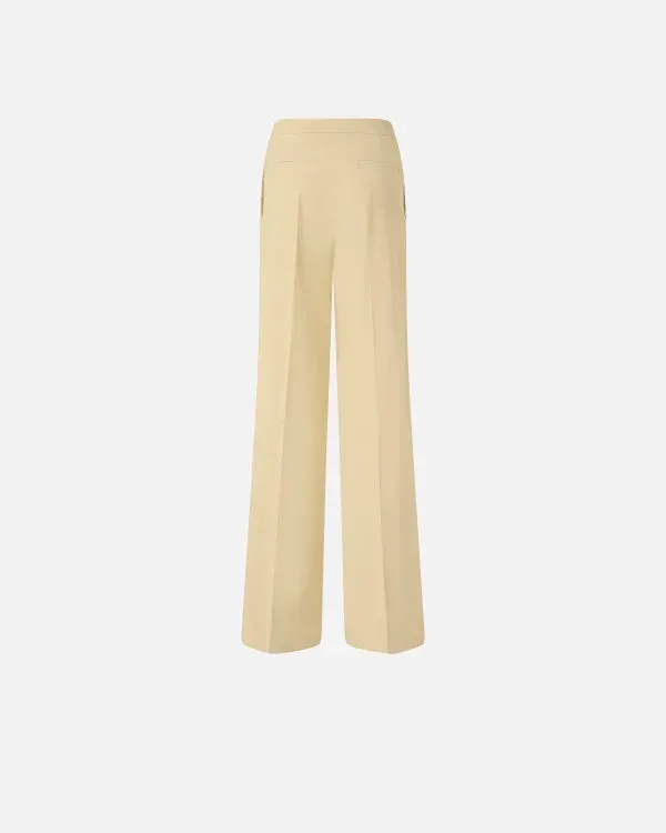 Stretch Linen Pleated Trousers - Beige