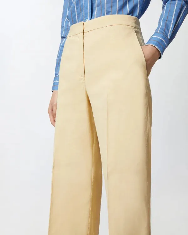 Stretch Linen Pleated Trousers - Beige