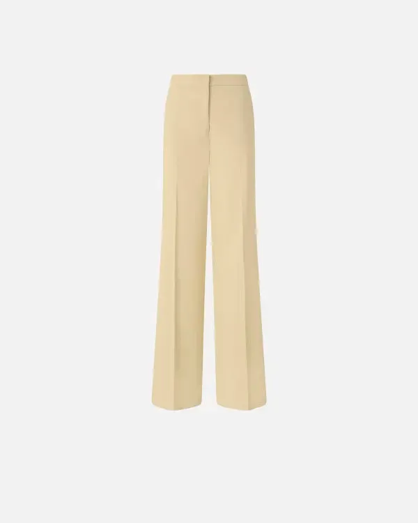 Stretch Linen Pleated Trousers - Beige