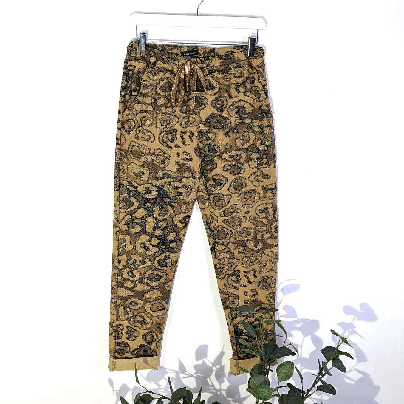 Super stretch glitter animal print trousers