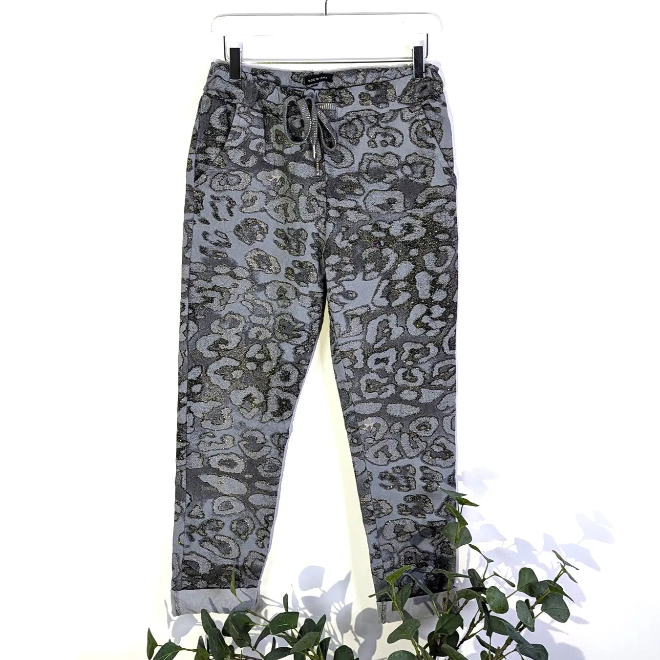 Super stretch glitter animal print trousers