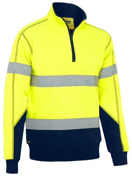 Taped Hi Vis 1/4 Zip Fleece Pullover With Sherpa Lining For Men