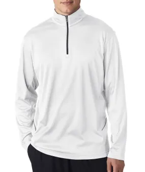 ultraclub adult cool & dry sport 1/4-zip pullover - white (m)