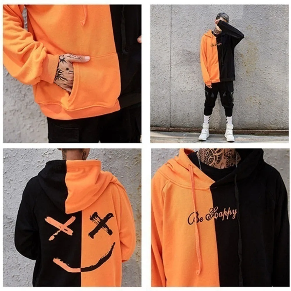 Unisex Smiling Face Print Pullover Hoodie