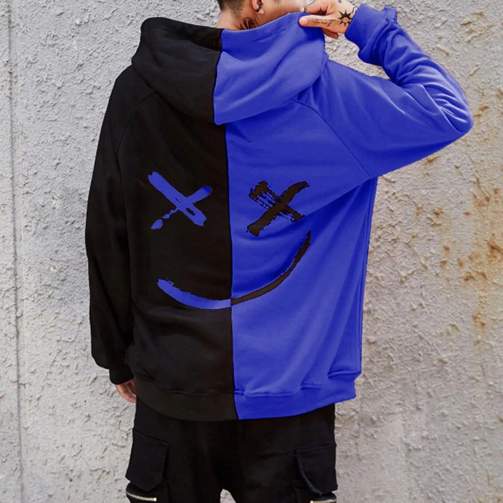Unisex Smiling Face Print Pullover Hoodie