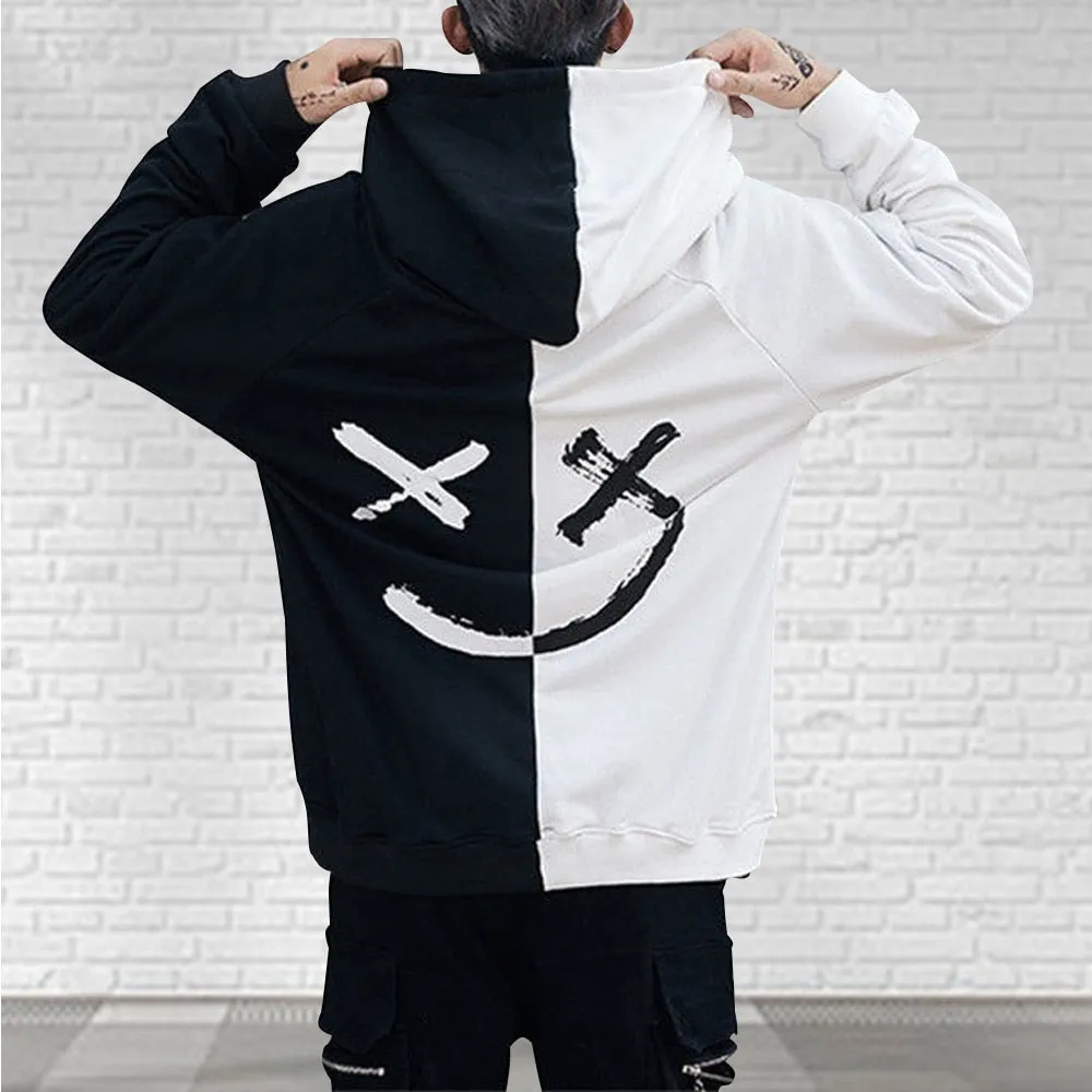 Unisex Smiling Face Print Pullover Hoodie