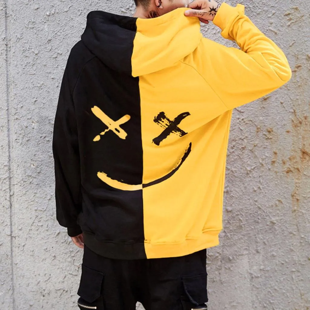 Unisex Smiling Face Print Pullover Hoodie