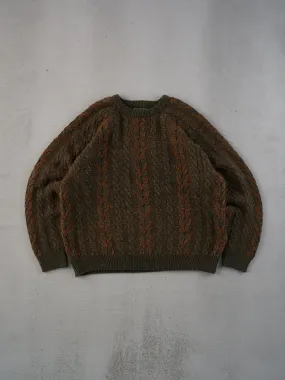Vintage 80s Brown Croft And Barrow Patterned Knit Sweater (L)