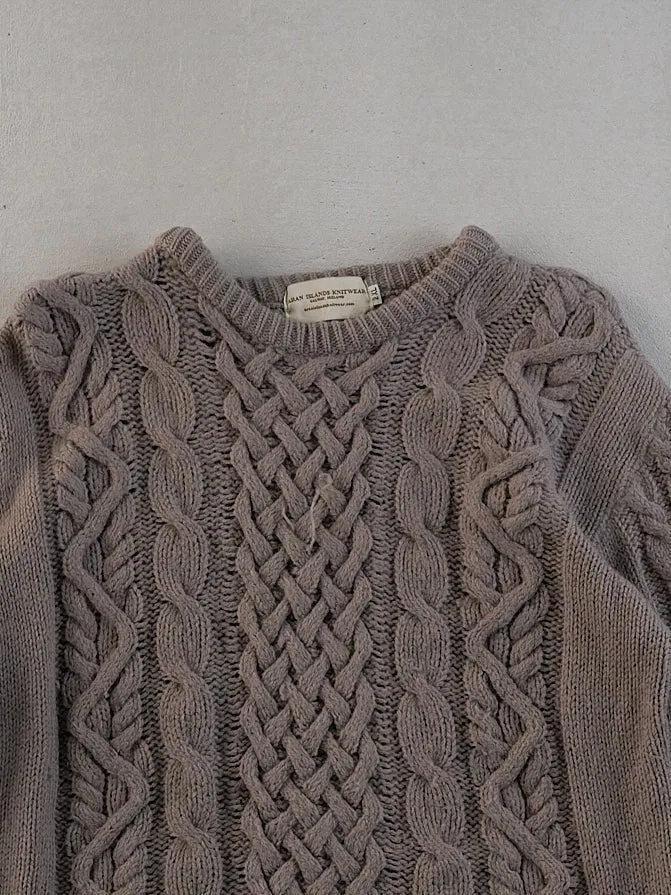 Vintage 90s Grey Patterned Knit Sweater (M)