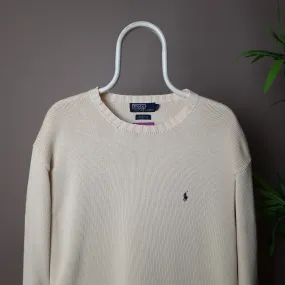 Vintage Ralph Lauren chunky knitted jumper in cream - Large