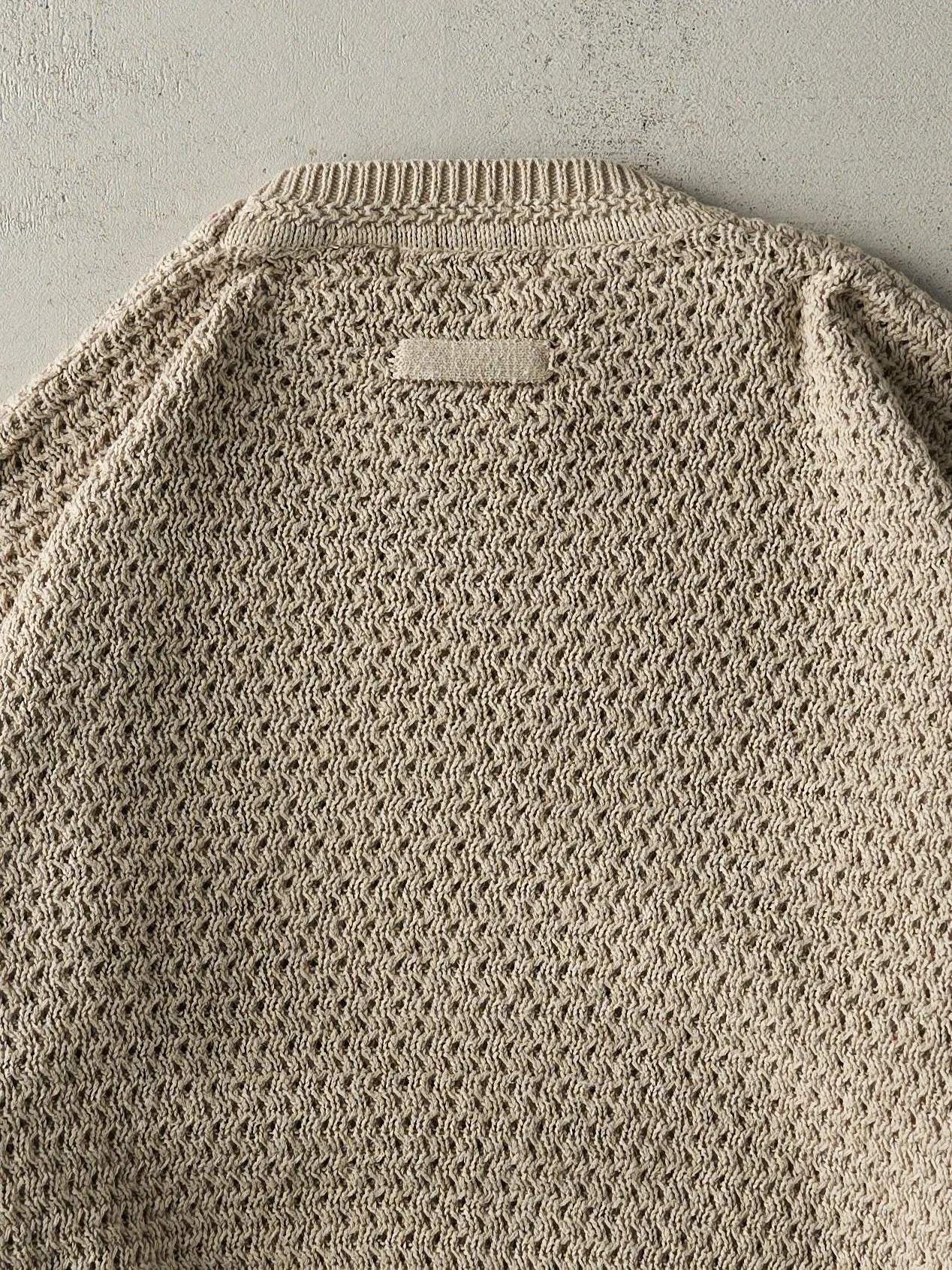 Vintage Y2K Beige Weave Patterned Knit Pullover (XL)
