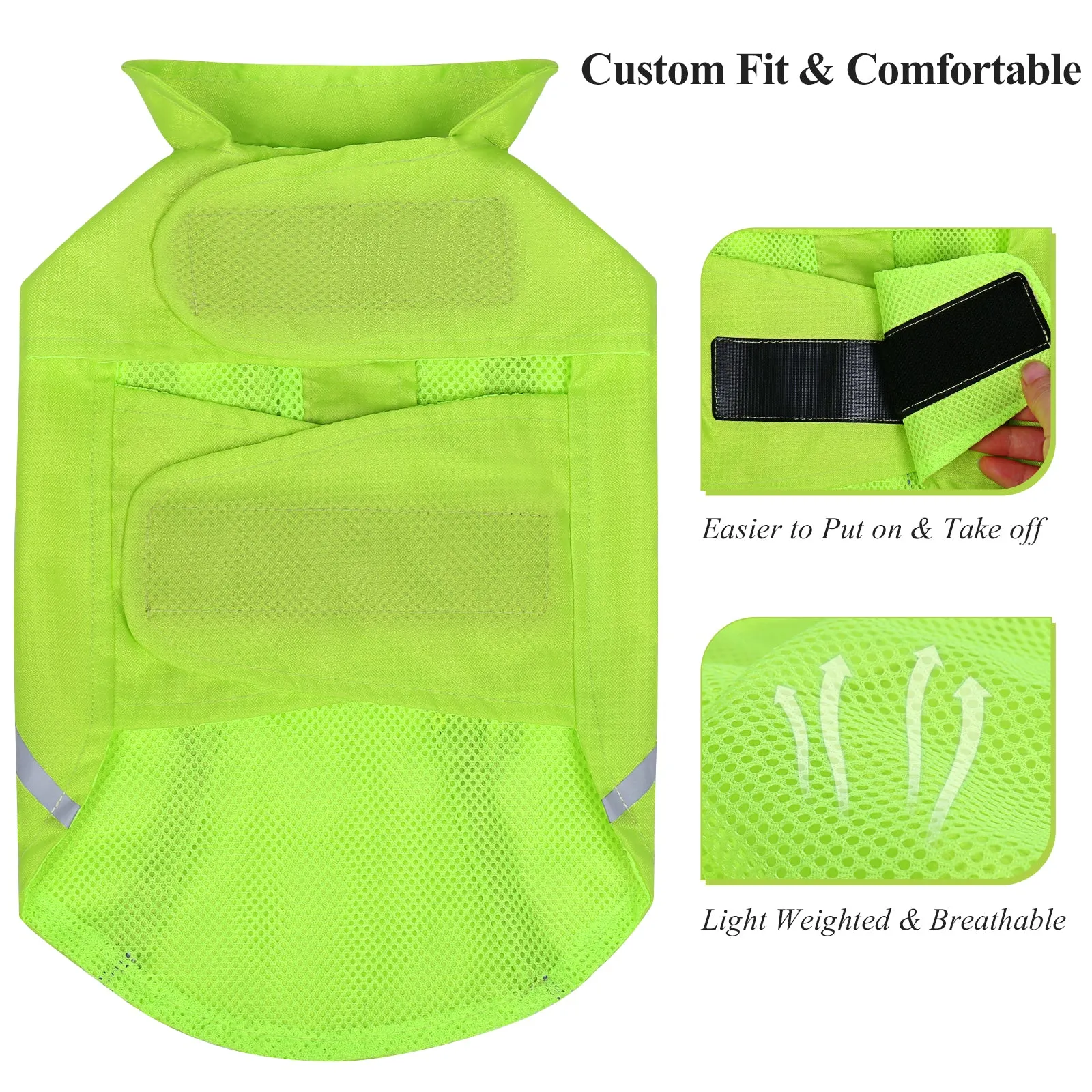VIVAGLORY new Dog Safety Vests, Reflective Dog Wind Breaker Jackets, Water-Resistant & Lightweight Coats