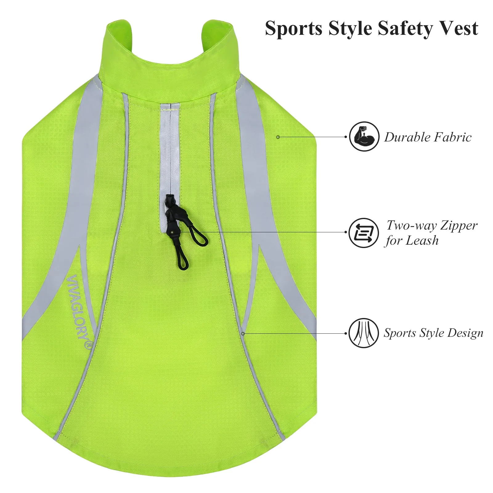 VIVAGLORY new Dog Safety Vests, Reflective Dog Wind Breaker Jackets, Water-Resistant & Lightweight Coats