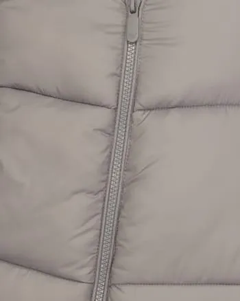 Women's Full Front Zip Hooded Bomber Puffer Coat | Grey